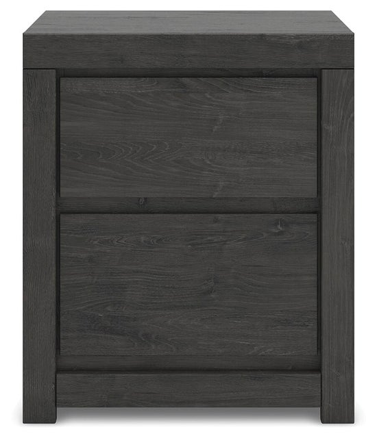 Parlayon 23" 2 Drawer Charging Nightstand, Charcoal