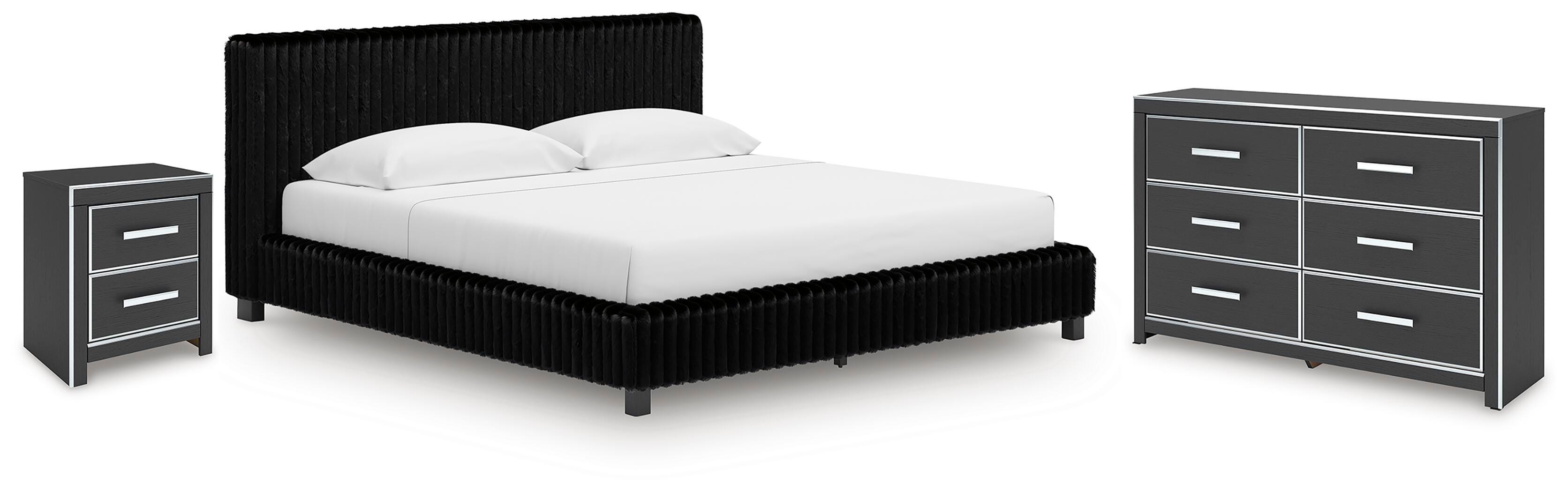Cama, cómoda y mesita de noche tapizadas Birmonton King - image 1