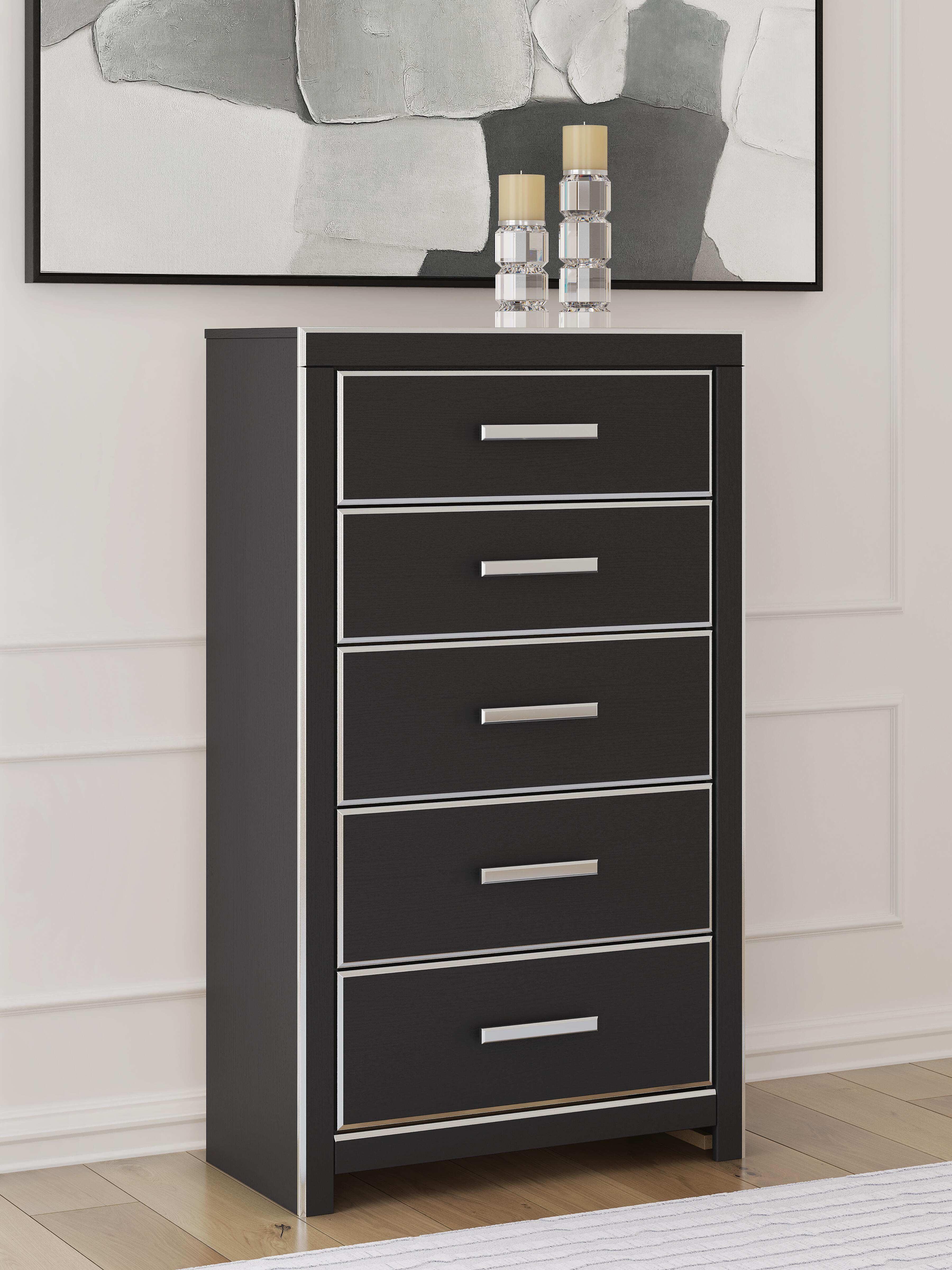 Cama King Birmonton con almacenaje, cómoda, espejo, chiffonier y mesita de noche - image 35