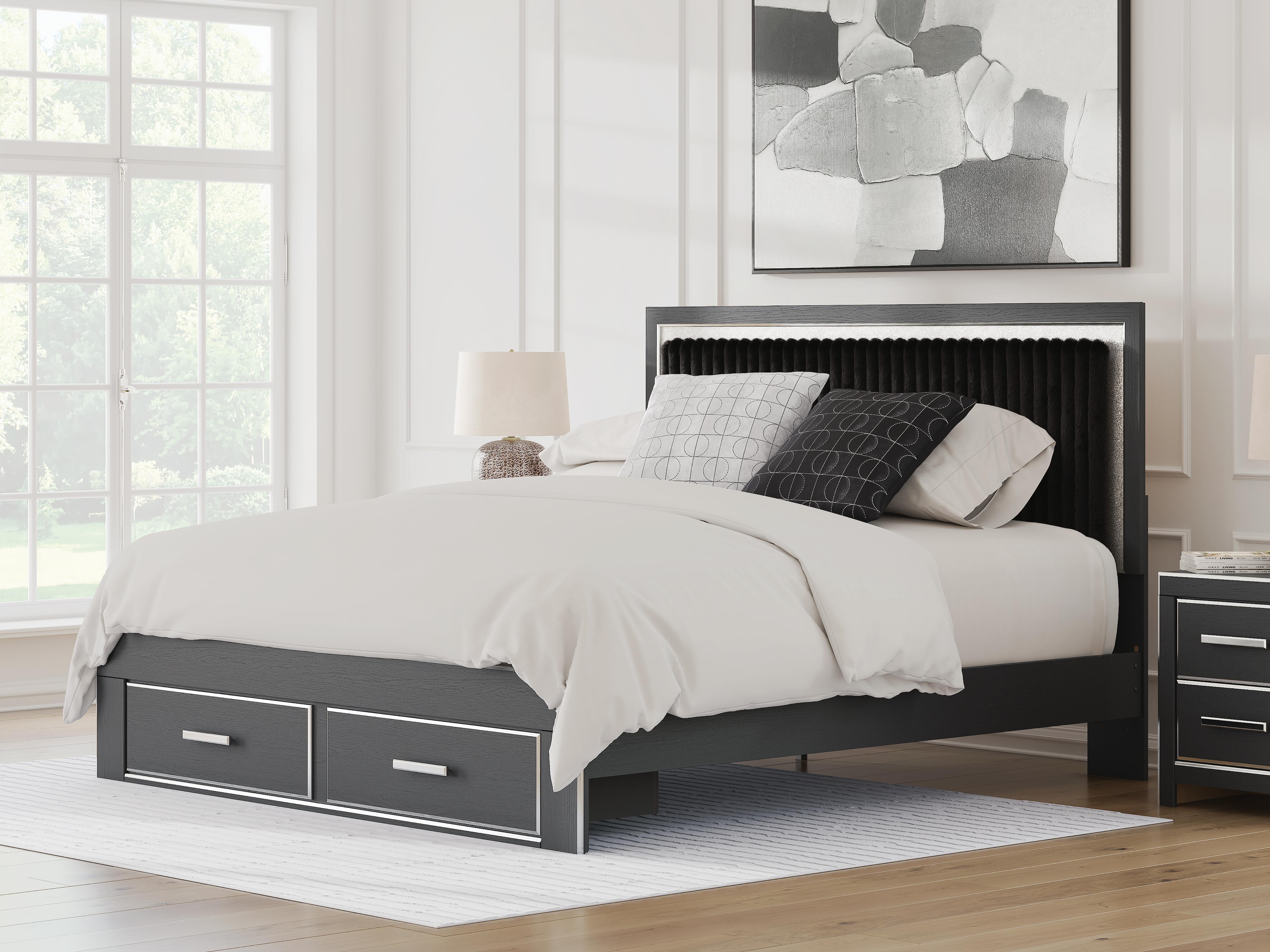 Cama King Birmonton con almacenaje, cómoda, espejo, chiffonier y mesita de noche - image 37