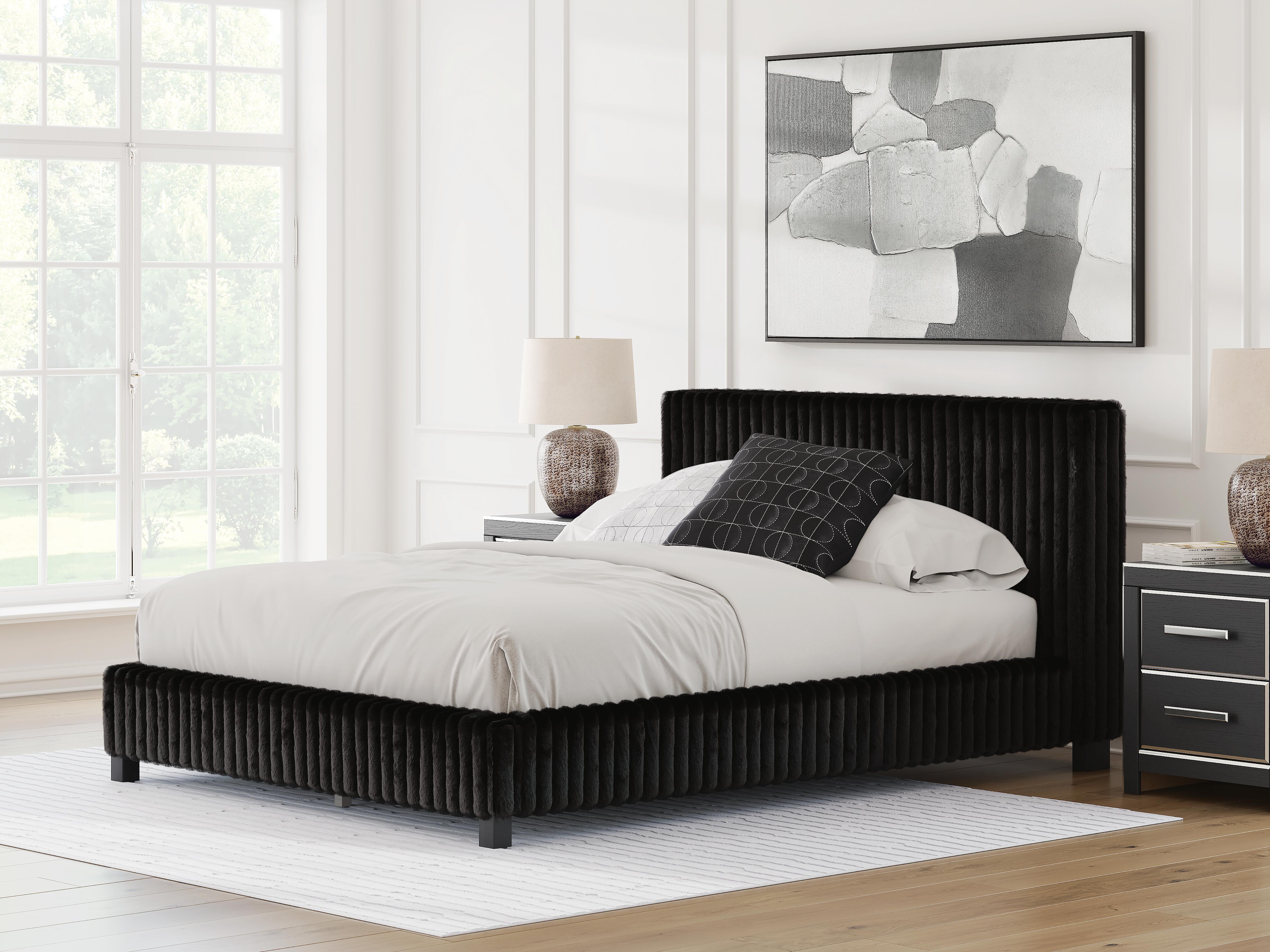 Cama tapizada Queen, cómoda y mesita de noche Birmonton - image 29