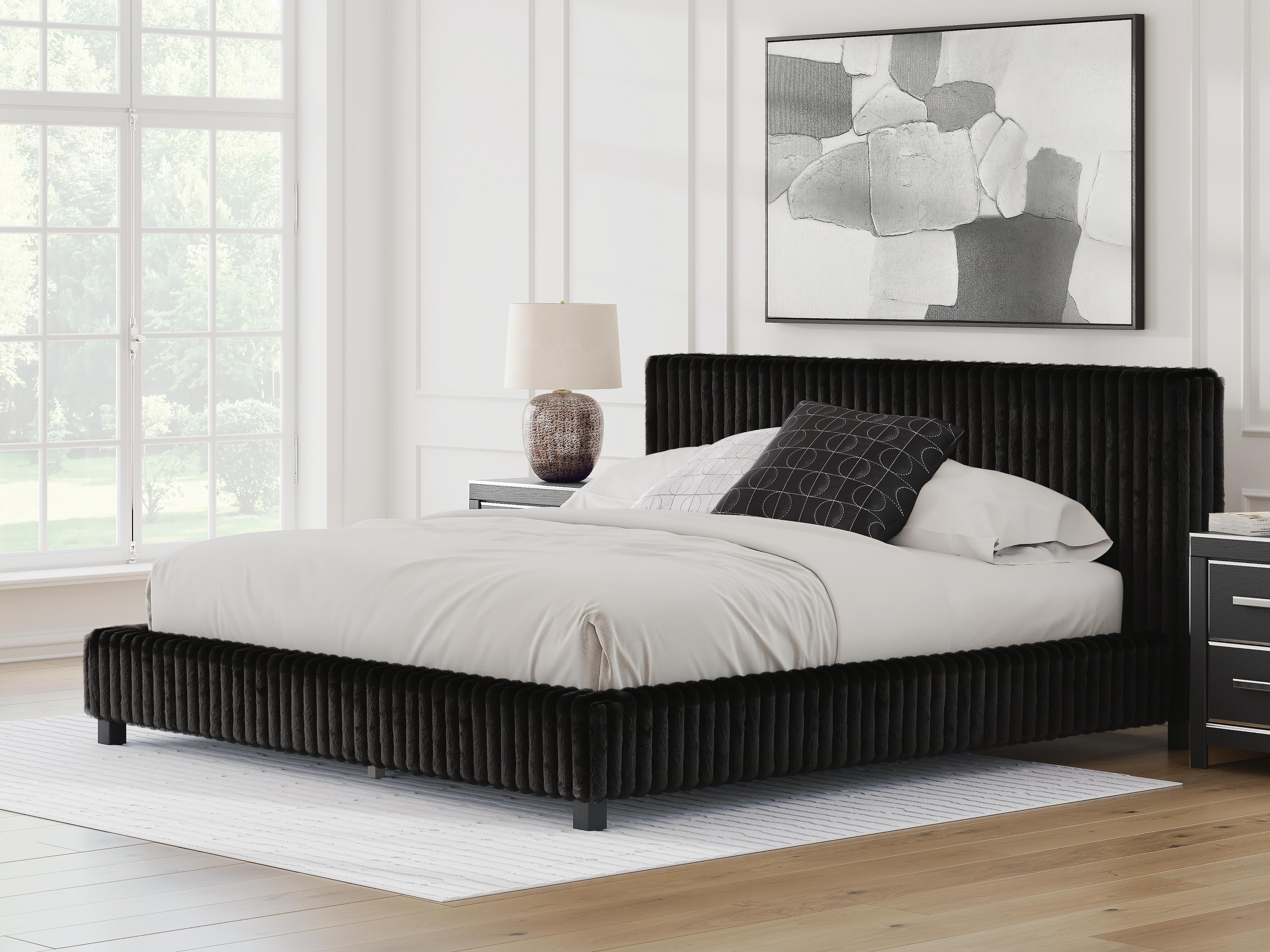 Cama, cómoda y mesita de noche tapizadas Birmonton King - image 28