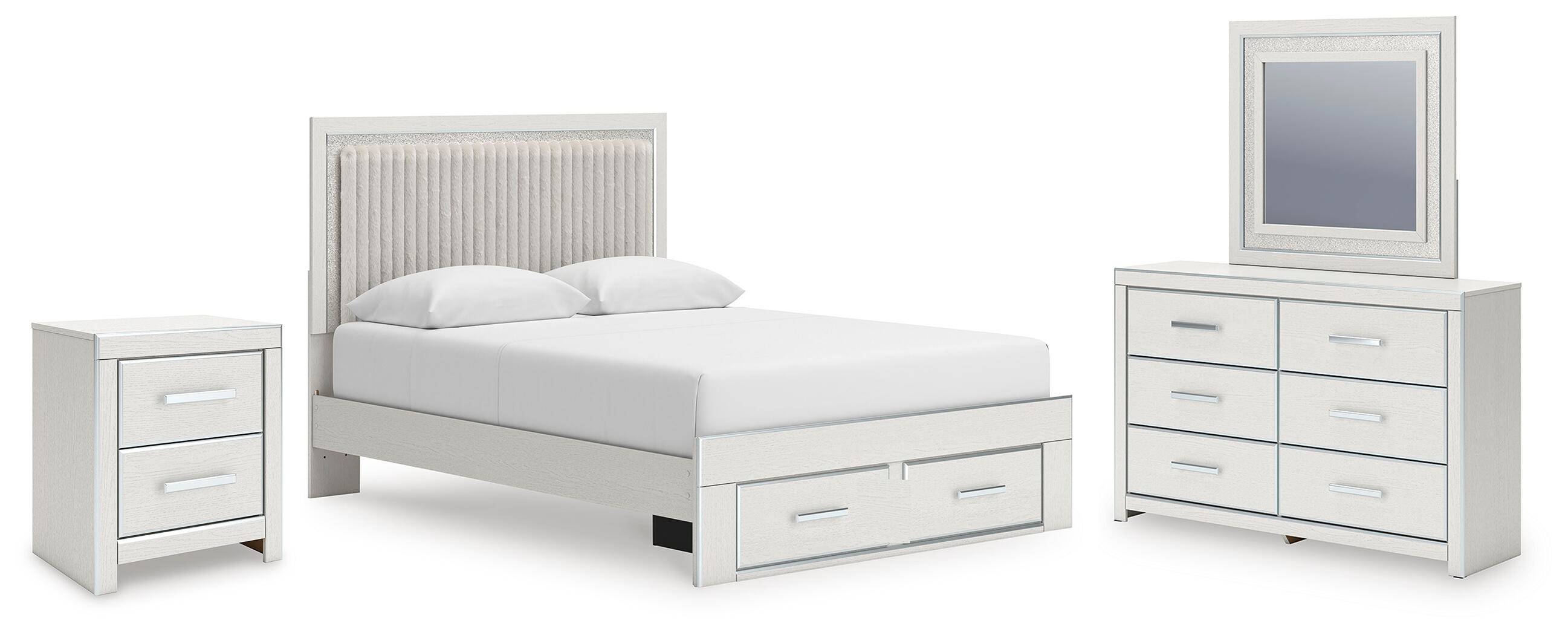 Cama Queen Birmonton con almacenaje, cómoda, espejo y mesita de noche - image 1