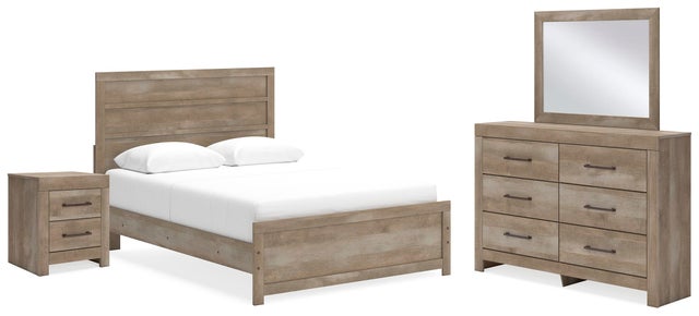 Gachester Queen Panel Bed with Mirrored Dresser and Nightstand
