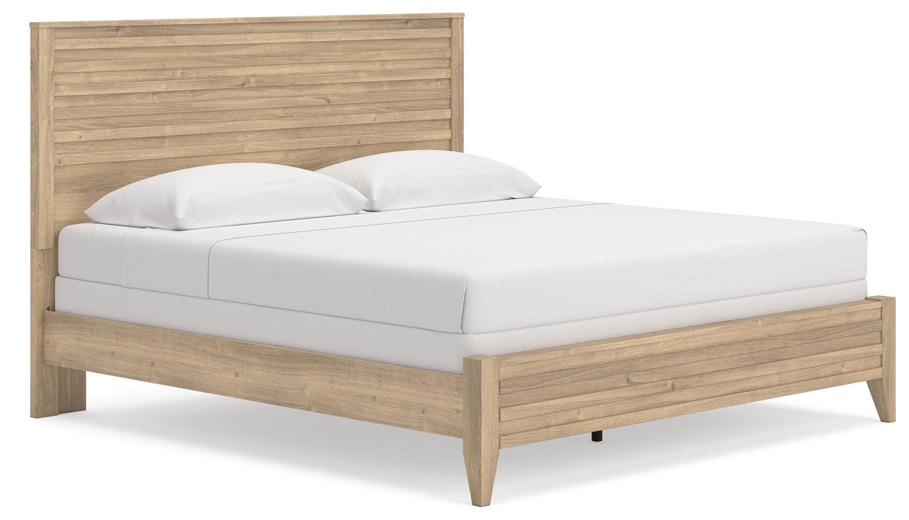 Holloway King Panel Bed, Tan/White, large