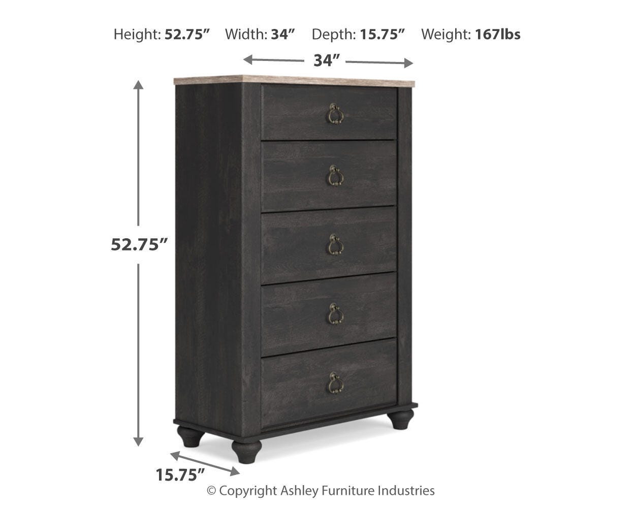 Nanforth Chest of Drawers, Two-tone, large