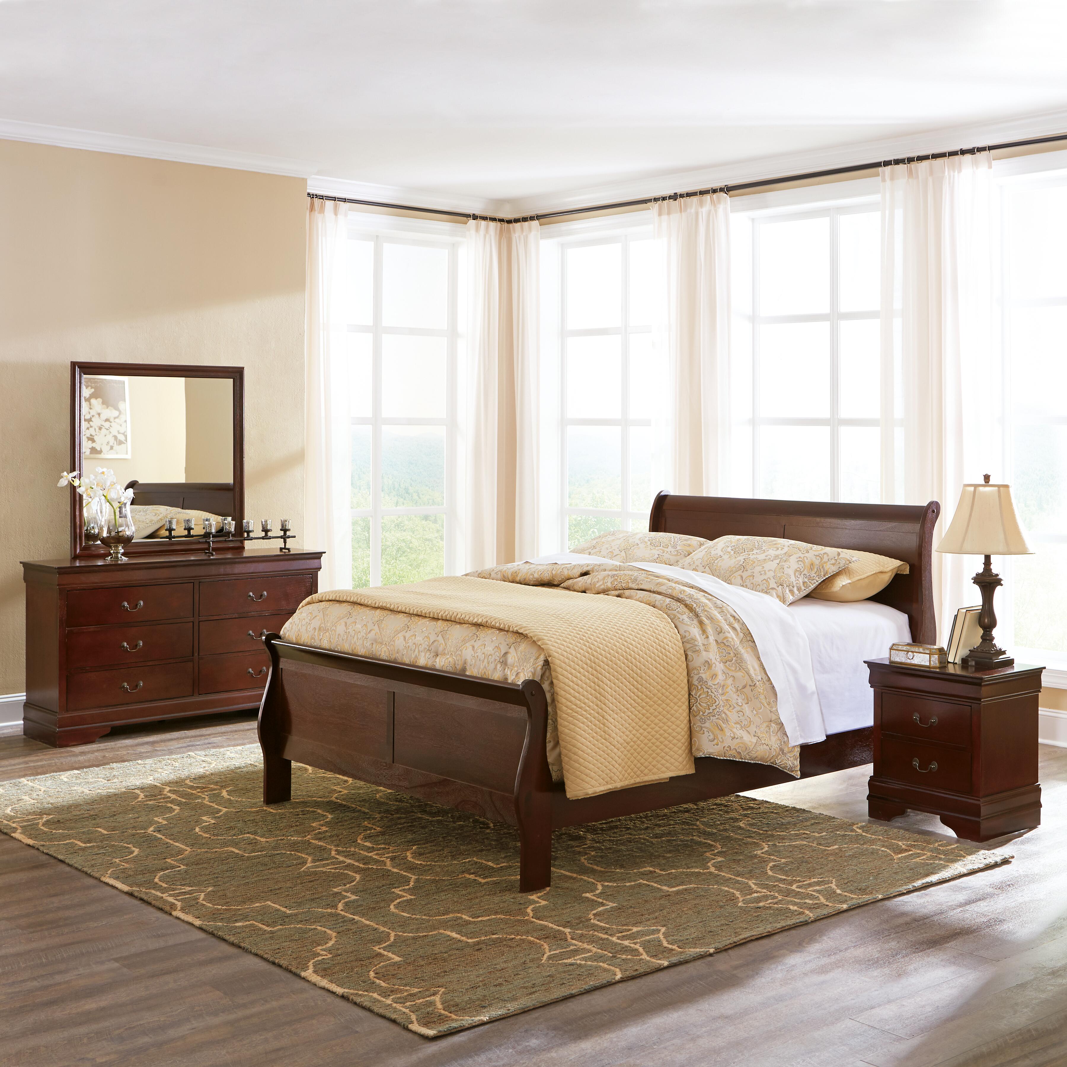 Alisdair Queen Sleigh Bed with 2 Nightstands, Reddish Brown, large