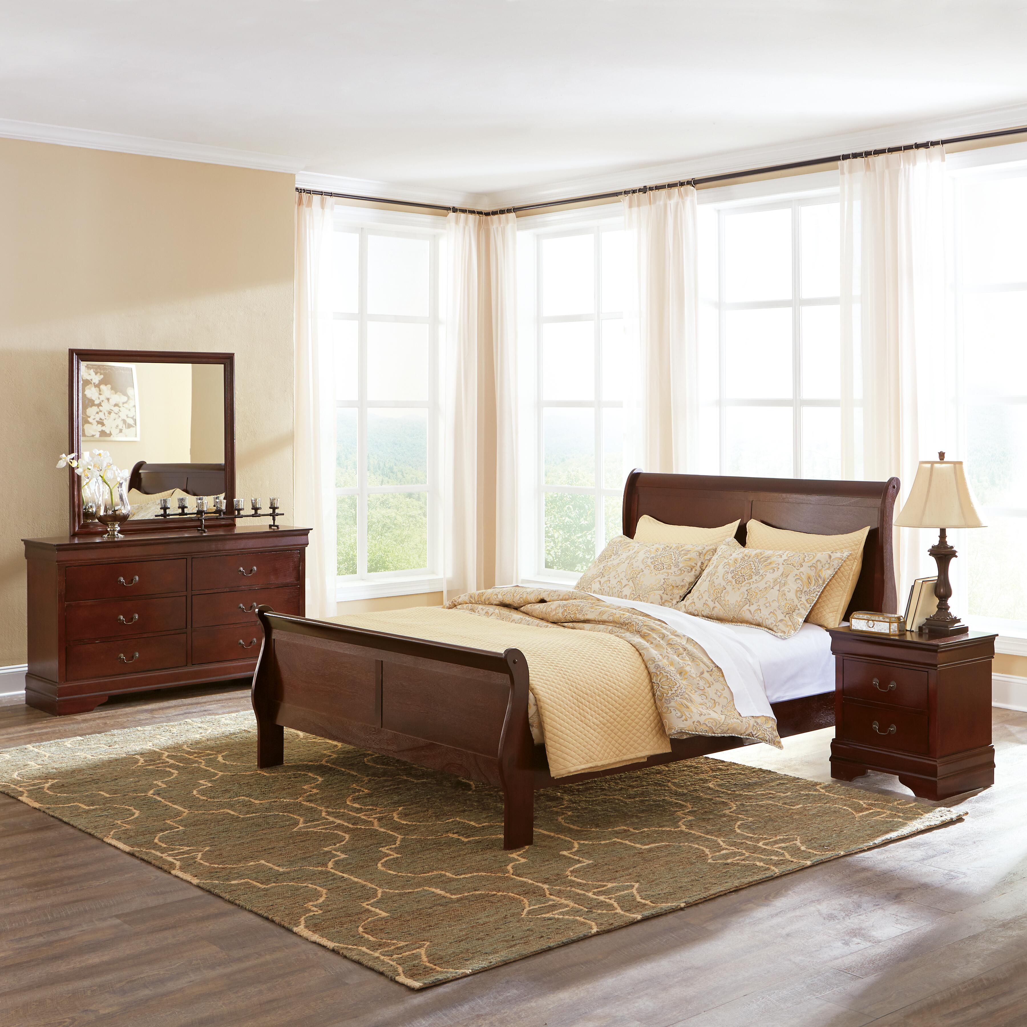 Alisdair Queen Sleigh Bed with Mattress, Reddish Brown, large