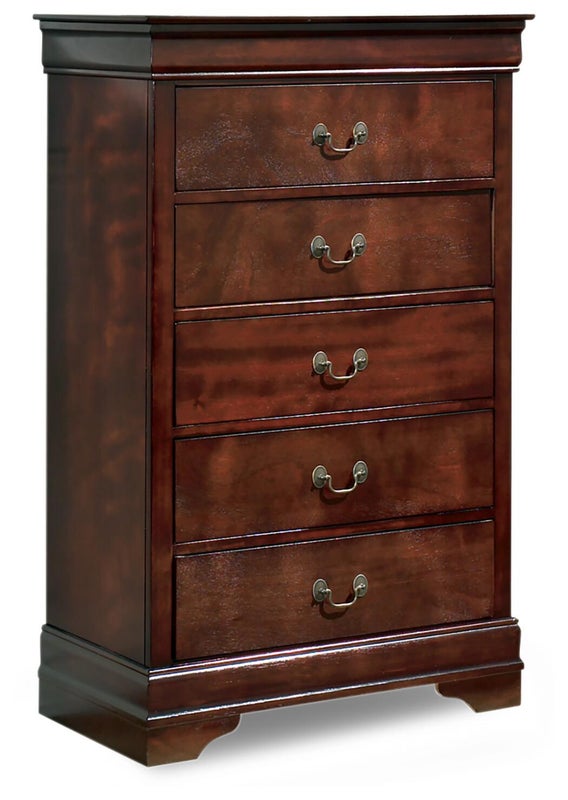 Alisdair 5 Drawer Chest of Drawers, Reddish Brown