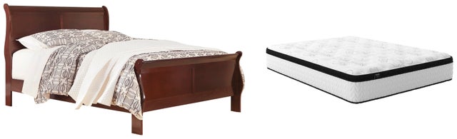 Alisdair Queen Sleigh Bed with Chime 12" Hybrid Mattress in a Box