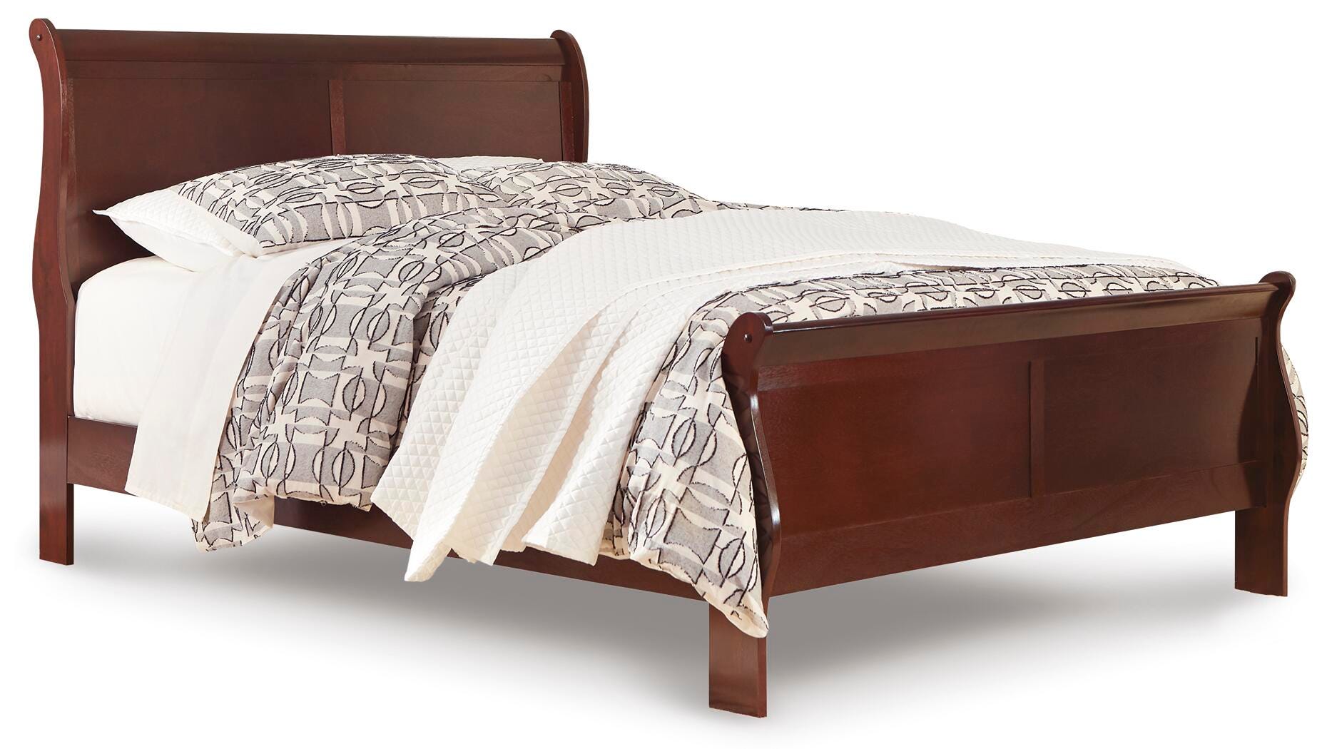 Alisdair Queen Sleigh Bed with 2 Nightstands, Reddish Brown, large