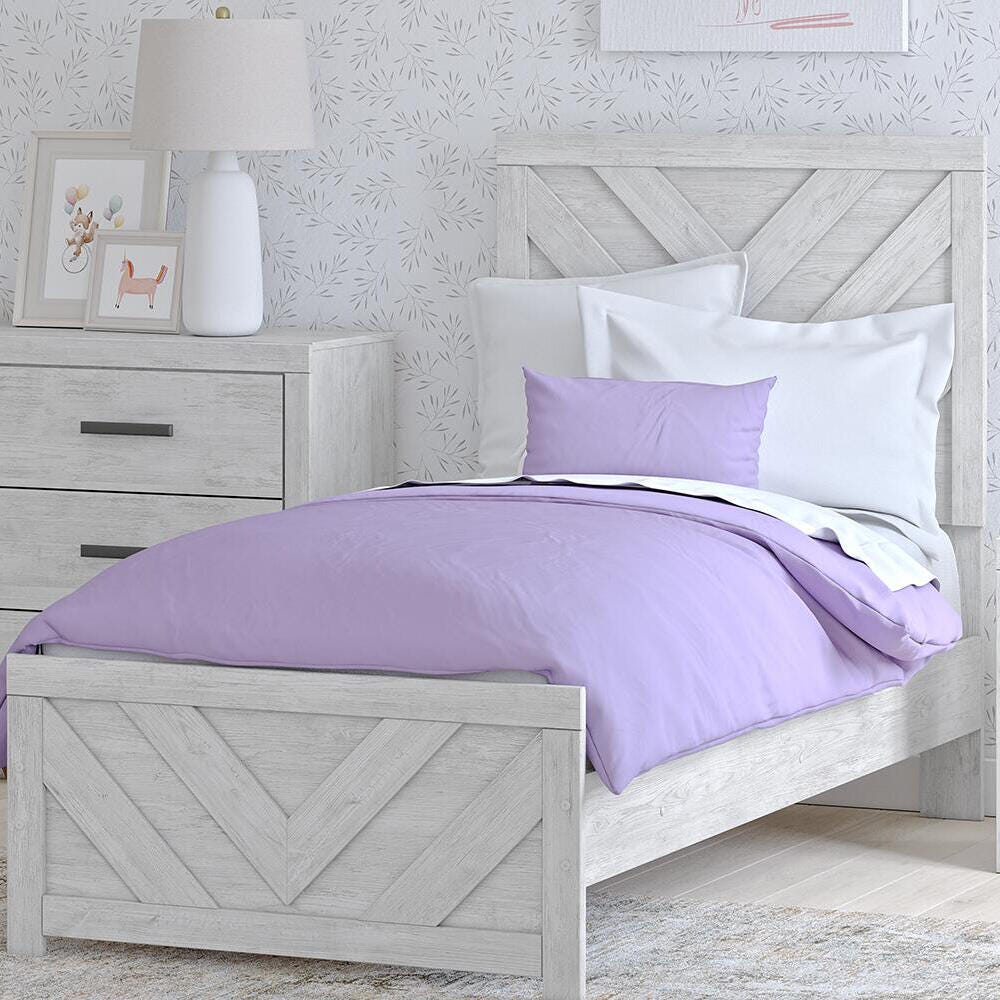 Cayboni Twin Panel Bed, Whitewash, rollover