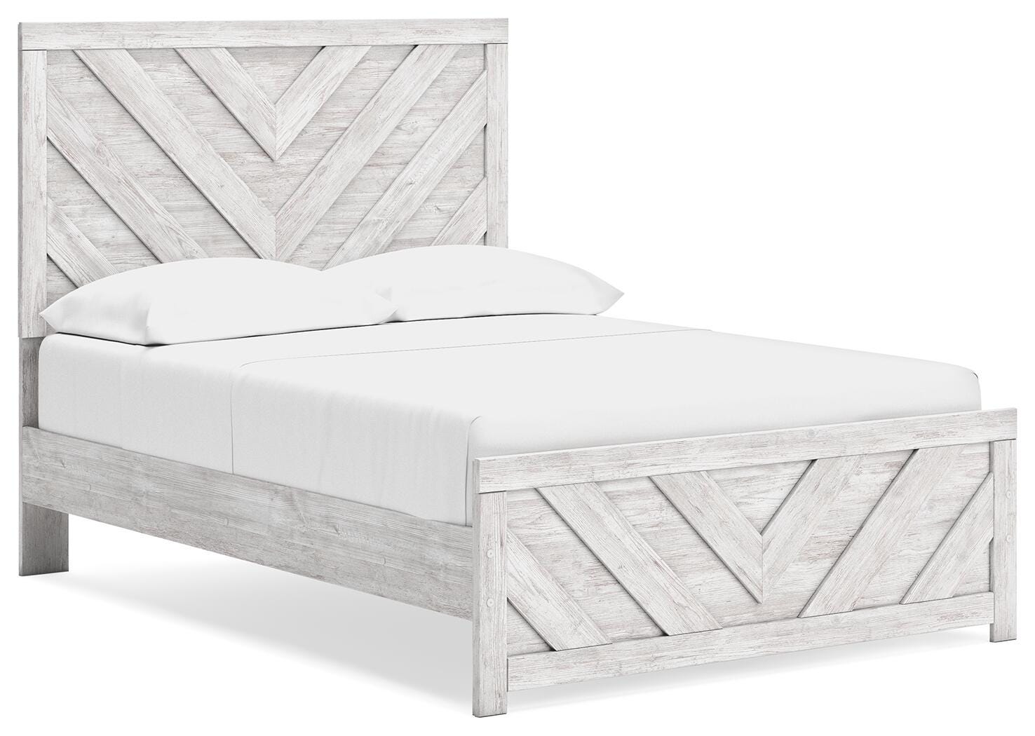 Cayboni Full Panel Bed, Whitewash, large