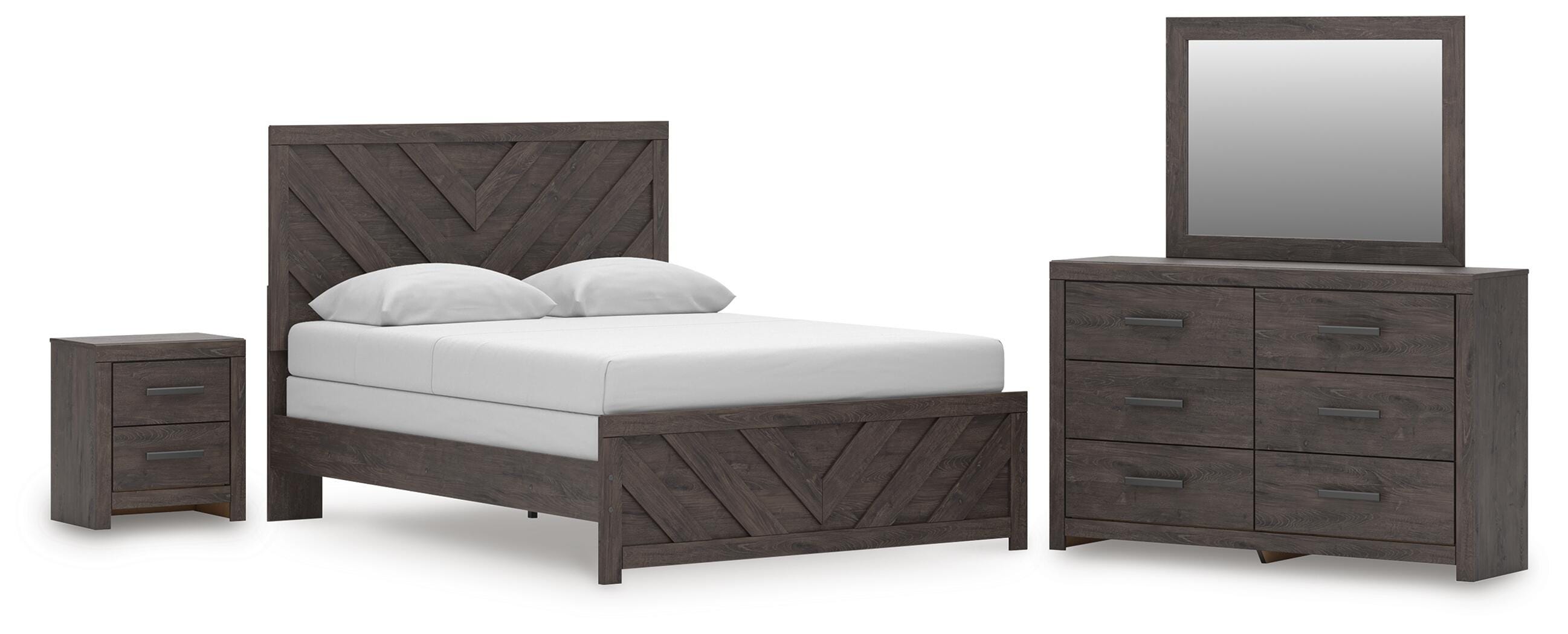 Cama Queen, cómoda, espejo y mesita de noche Prendonea - image 1