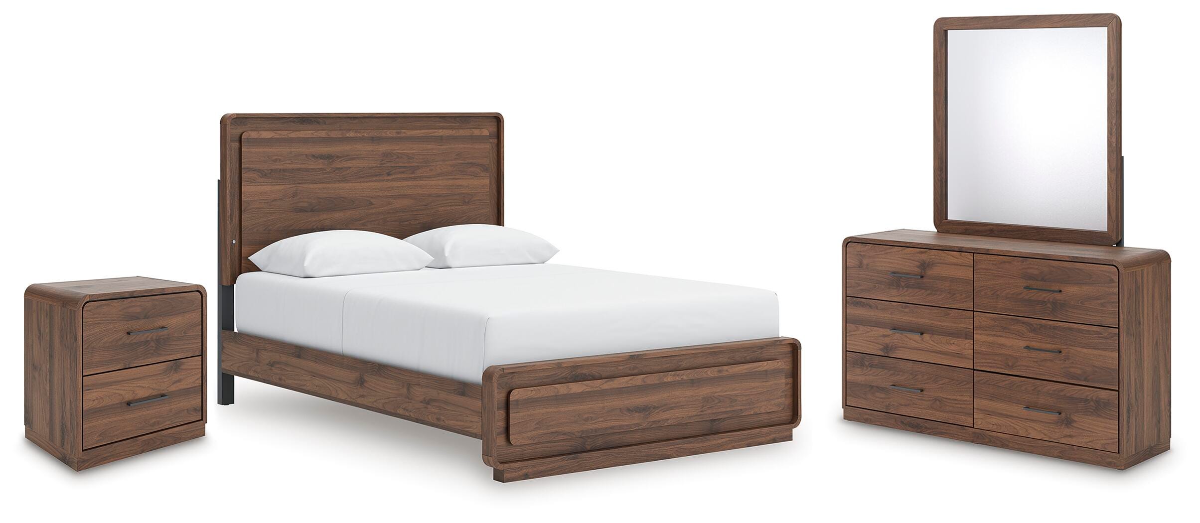 Cama Queen, cómoda, espejo y mesita de noche Hollinaze - image 1