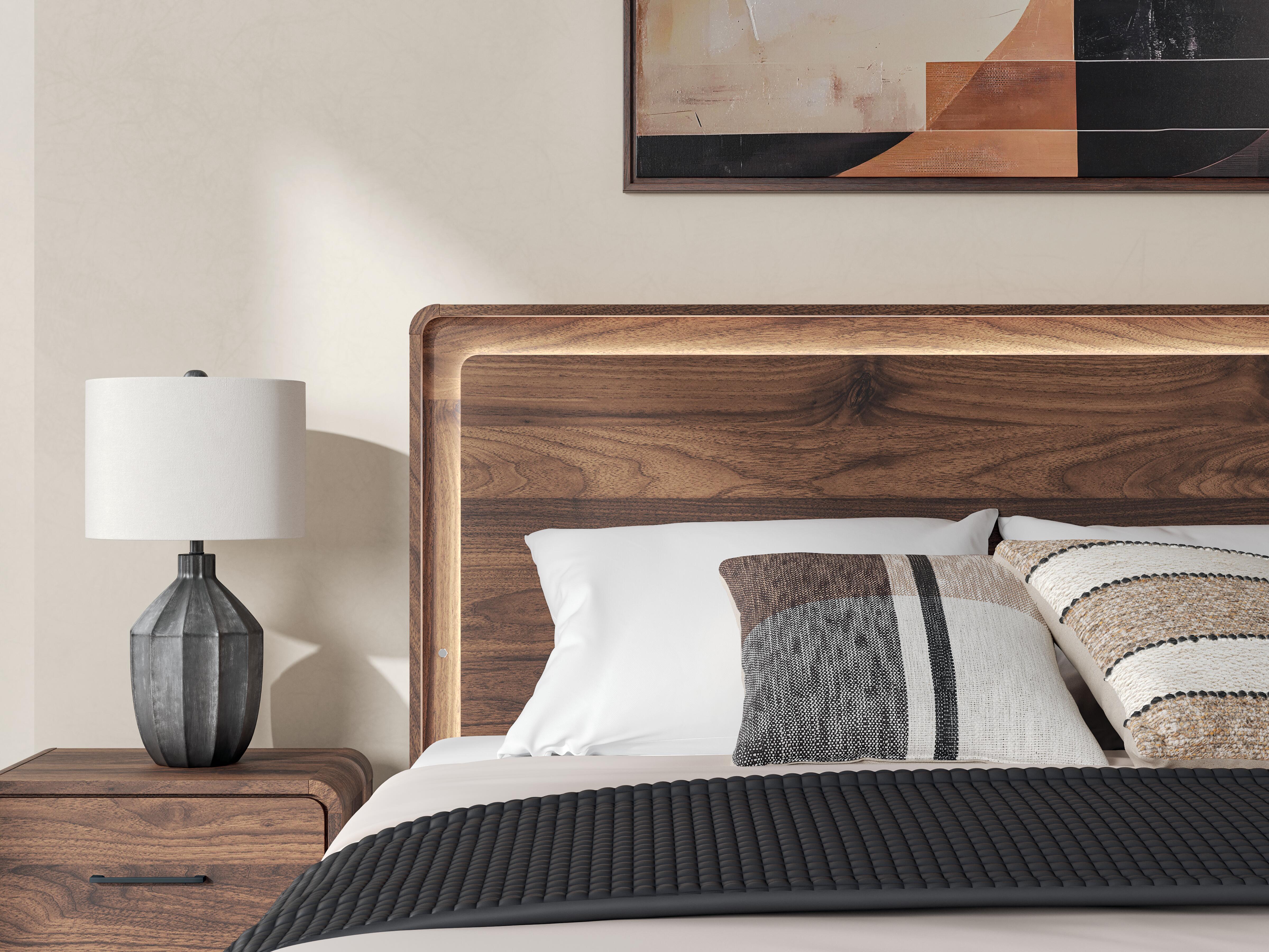 Cama King de paneles Hollinaze, cómoda y mesita de noche - image 28