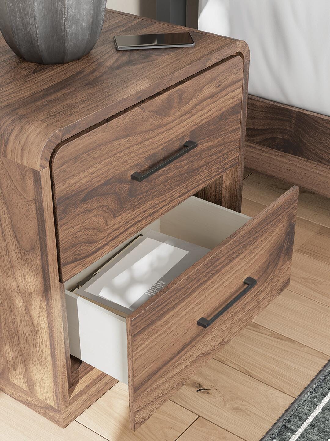 Cama Queen, cómoda, espejo y mesita de noche Hollinaze - image 27