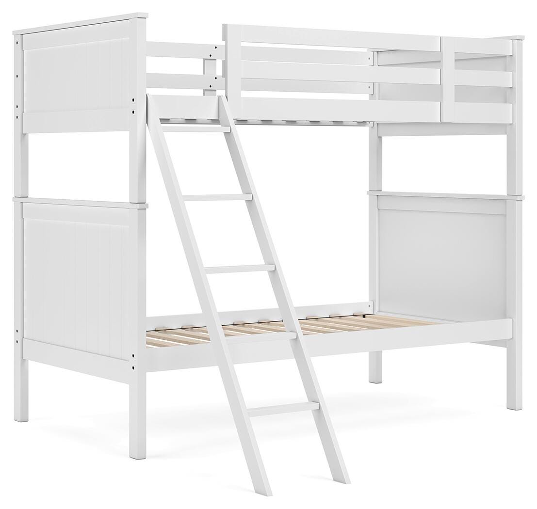 Nextonfort Twin over Twin Bunk Bed, White, large