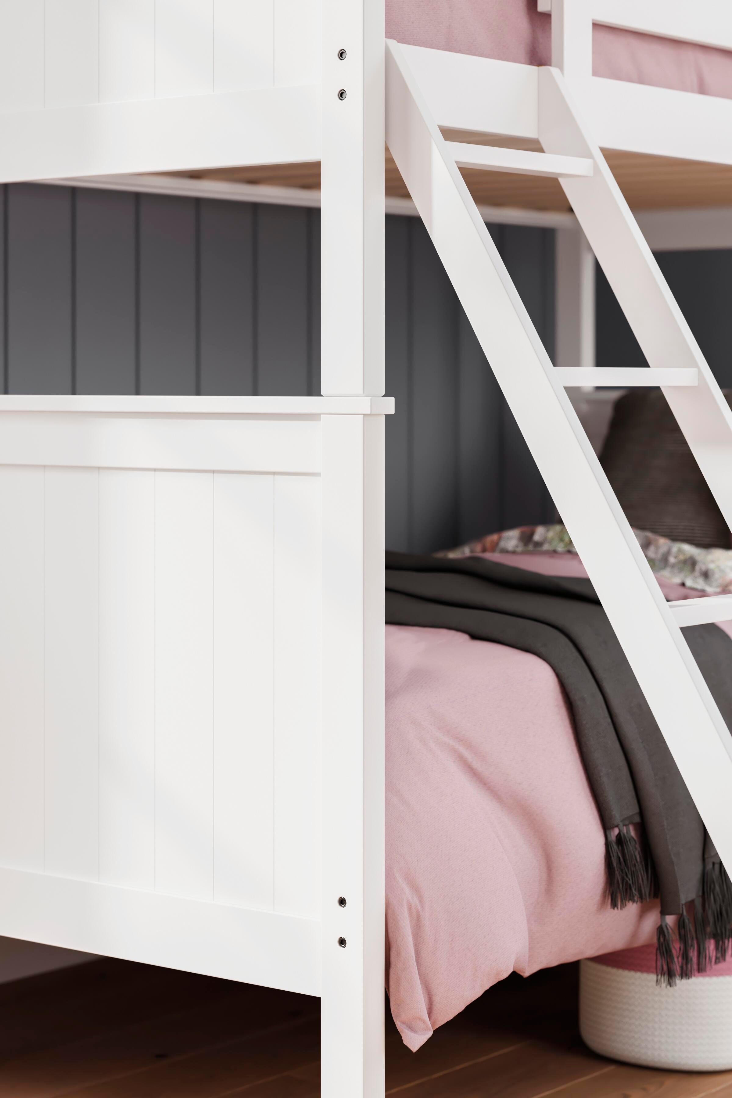 Nextonfort Twin over Twin Bunk Bed, White, large