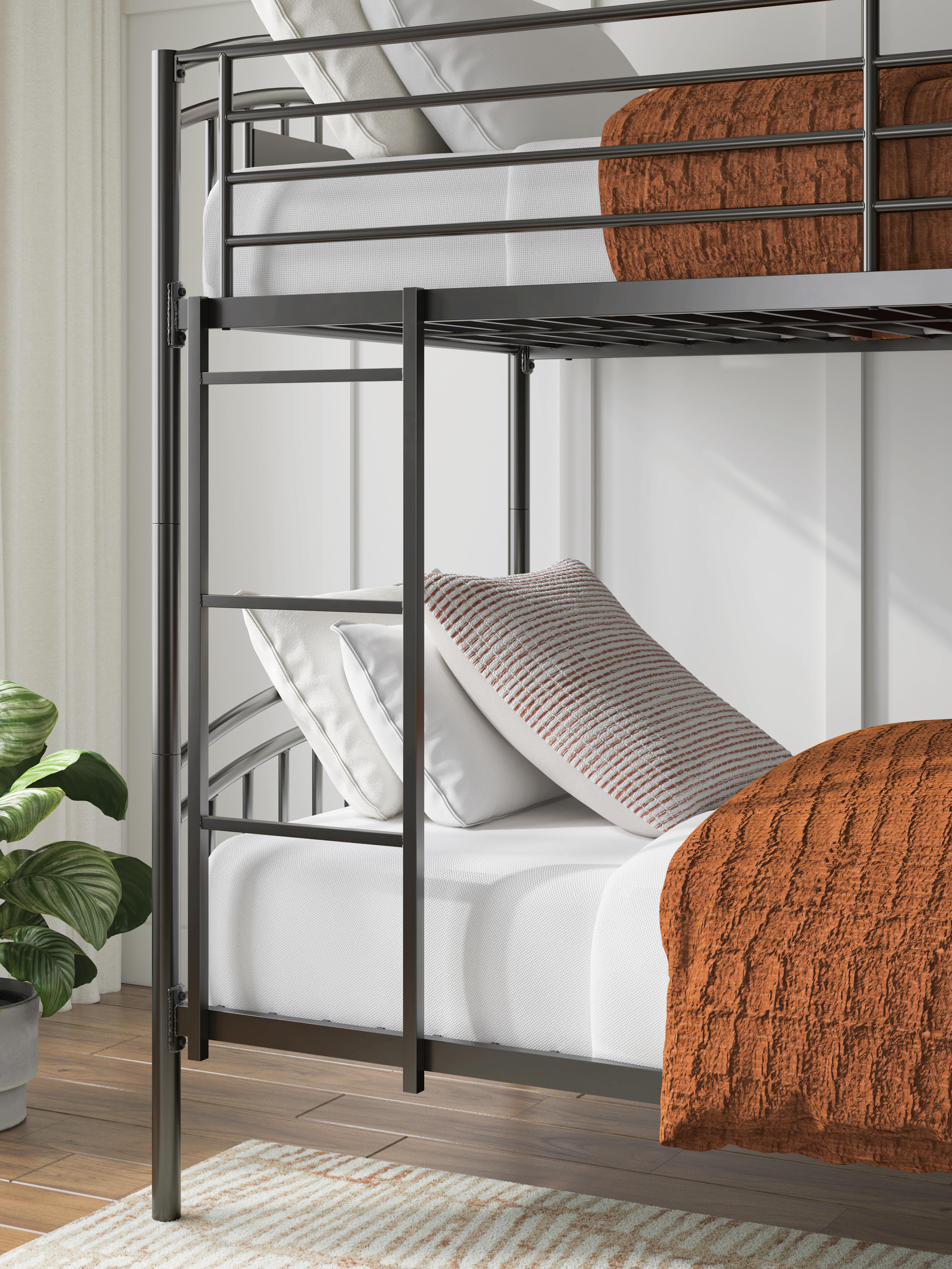 Hilletran Twin over Twin Bunk Bed with Ladder, , large