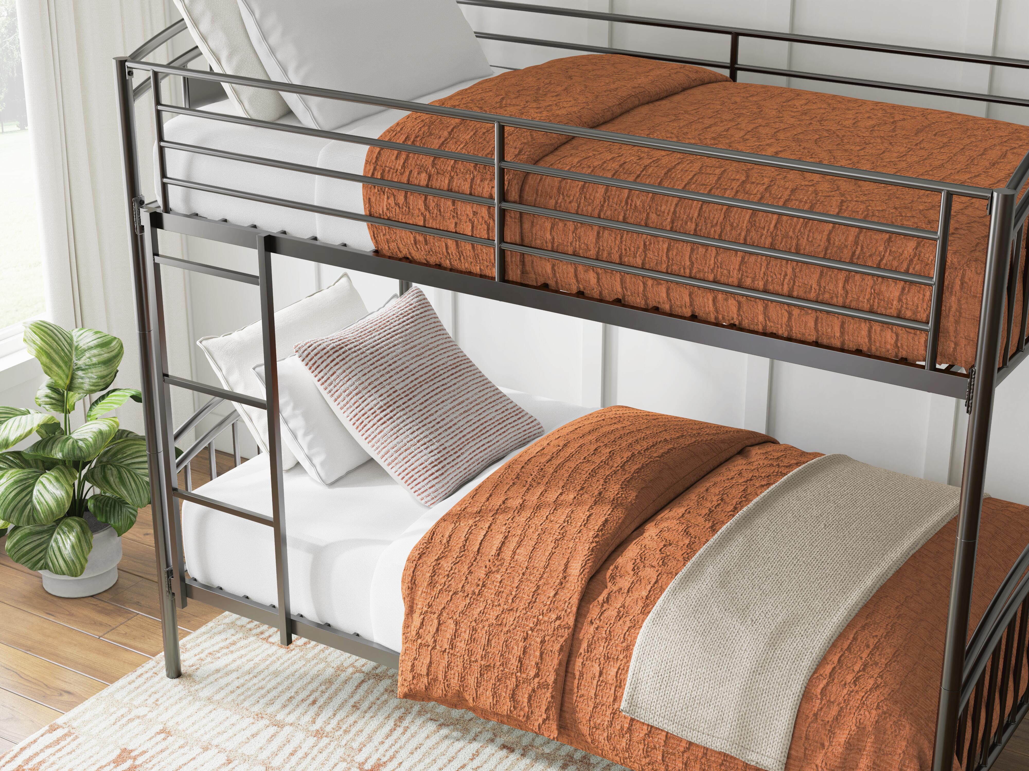 Hilletran Twin over Twin Bunk Bed with Ladder, , large