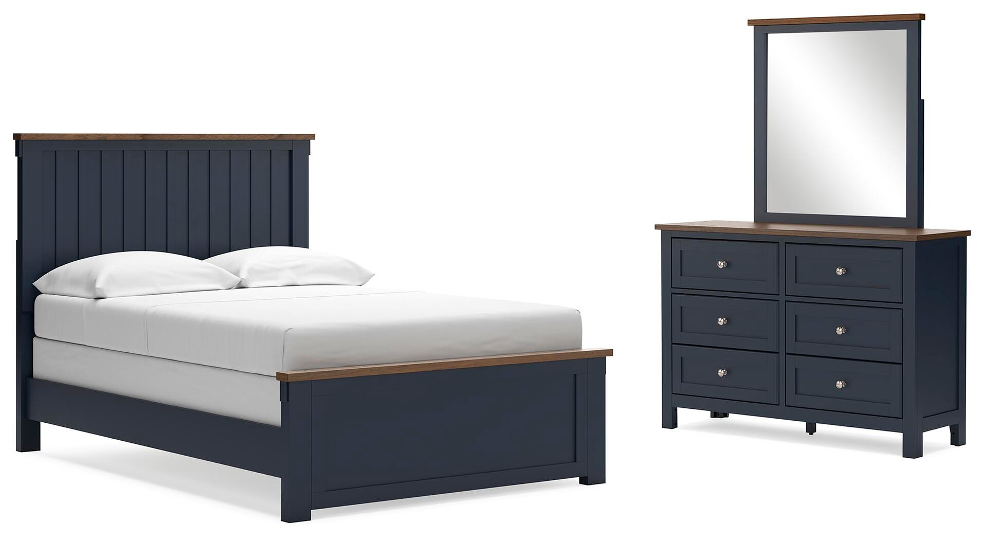 Cama Landocken con panel completo, cómoda y espejo - image 1