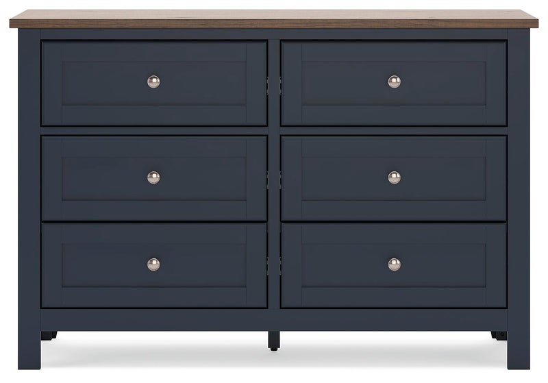 Landocken 6 Drawer Dresser, Brown/Blue