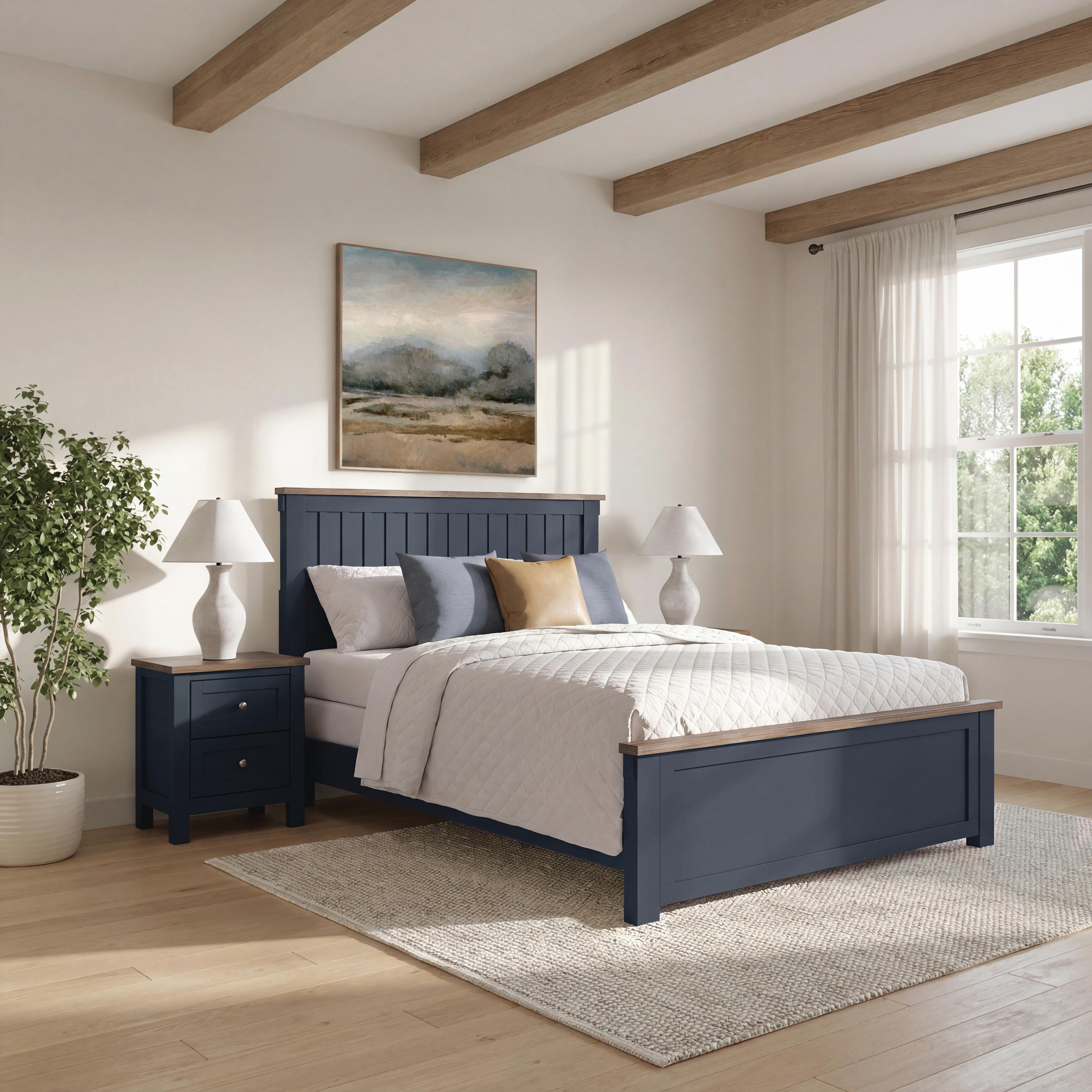 Landocken Queen Panel Bed, Brown/Blue, large