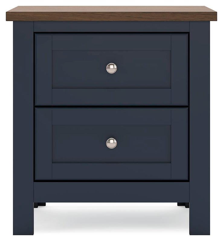 Landocken 25" 2 Drawer Nightstand, Brown/Blue