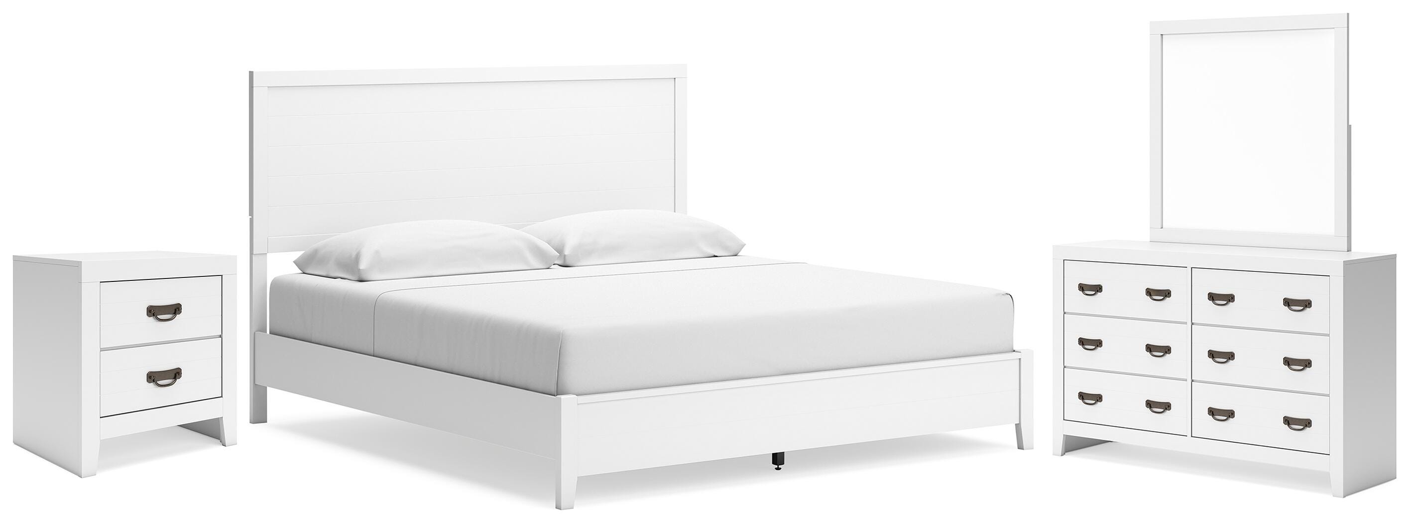 Cama de paneles, tocador, espejo y mesita de noche King Binterglen - image 1