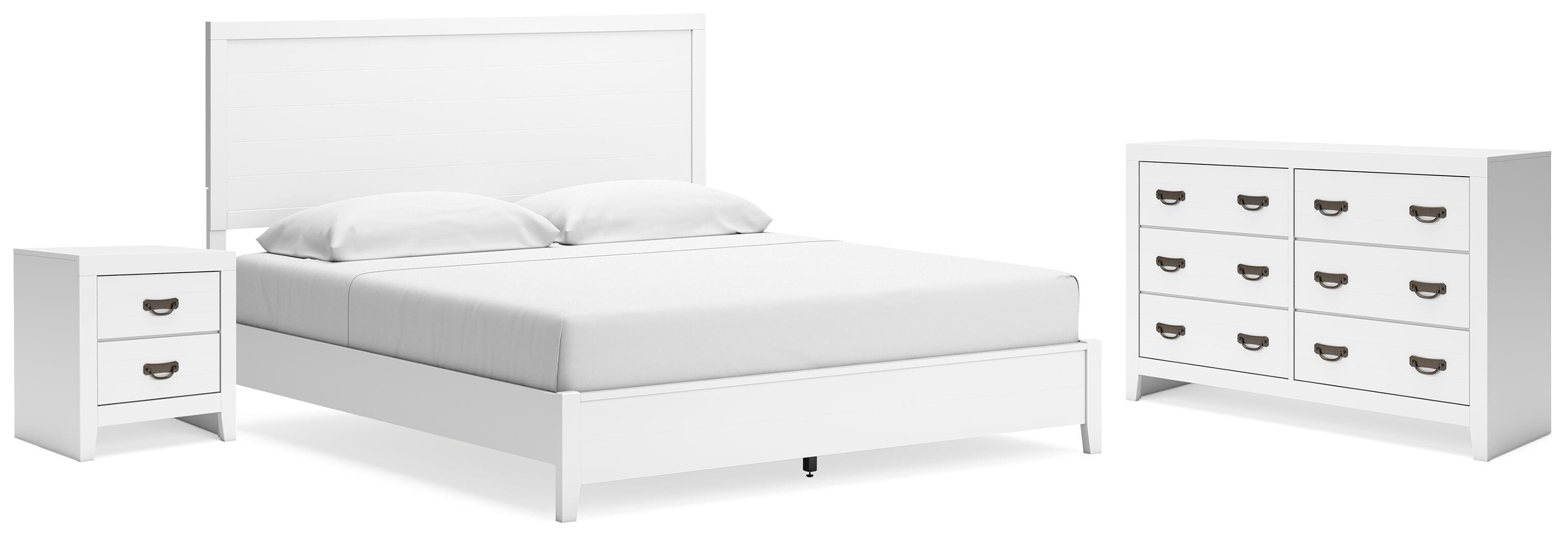Binterglen King Panel Bed with Dresser and Nightstand, White, large