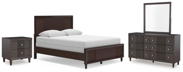 Urbantrack Queen Panel Bed with Mirrored Dresser and Nightstand