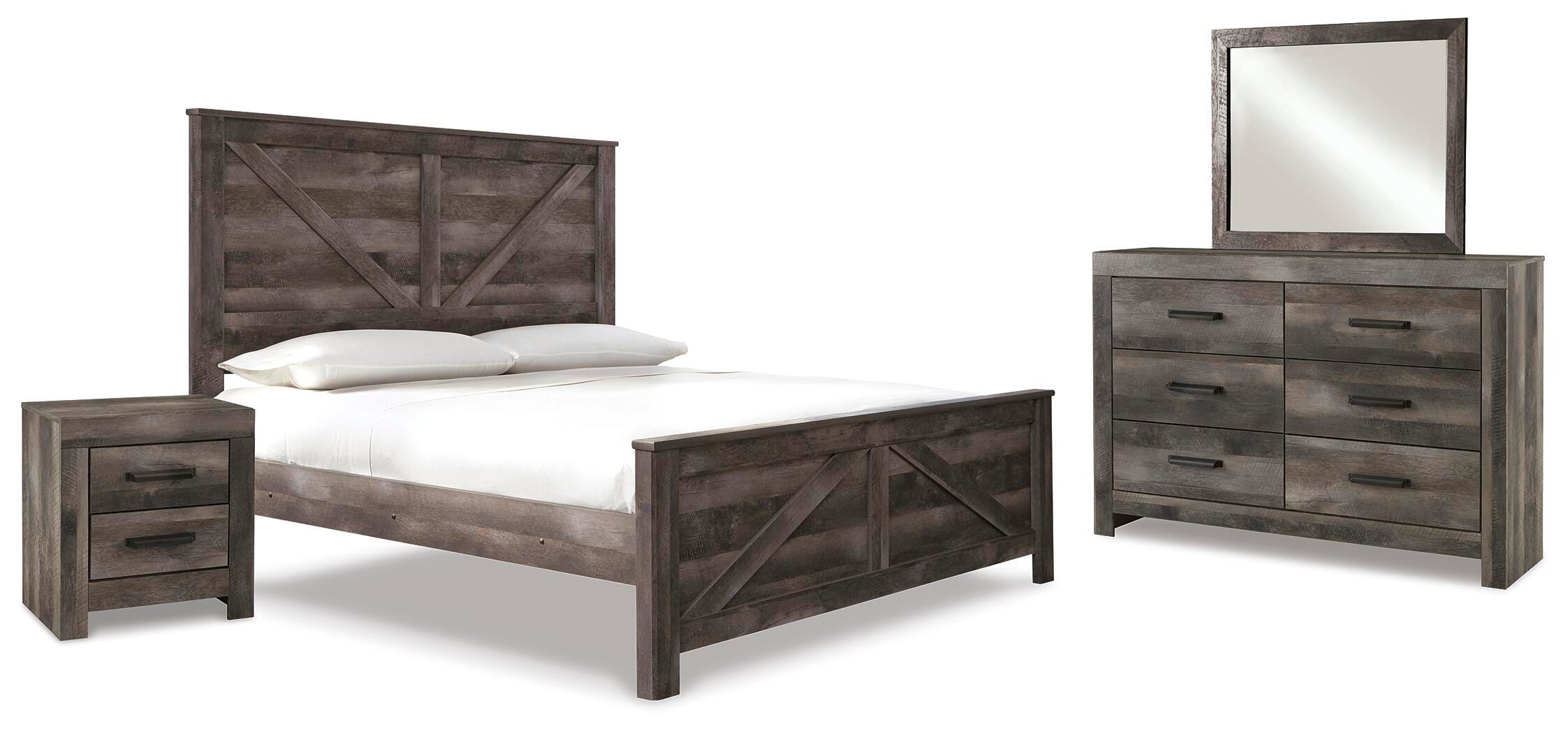 Cama con paneles King Crossbuck Wynnlow, tocador, espejo y mesita de noche - image 1