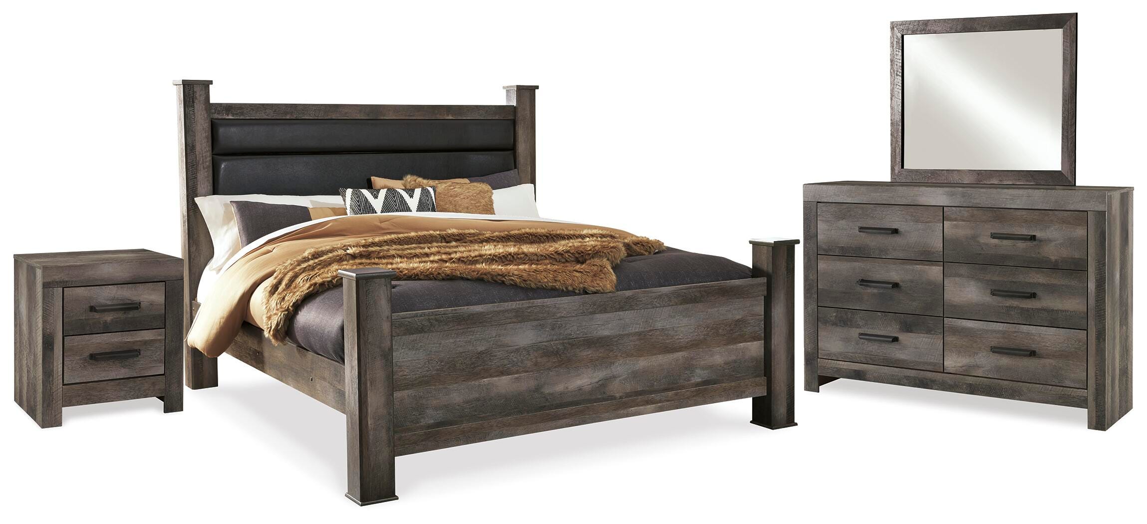 Cama King, cómoda, espejo y mesita de noche Wynnlow - image 1