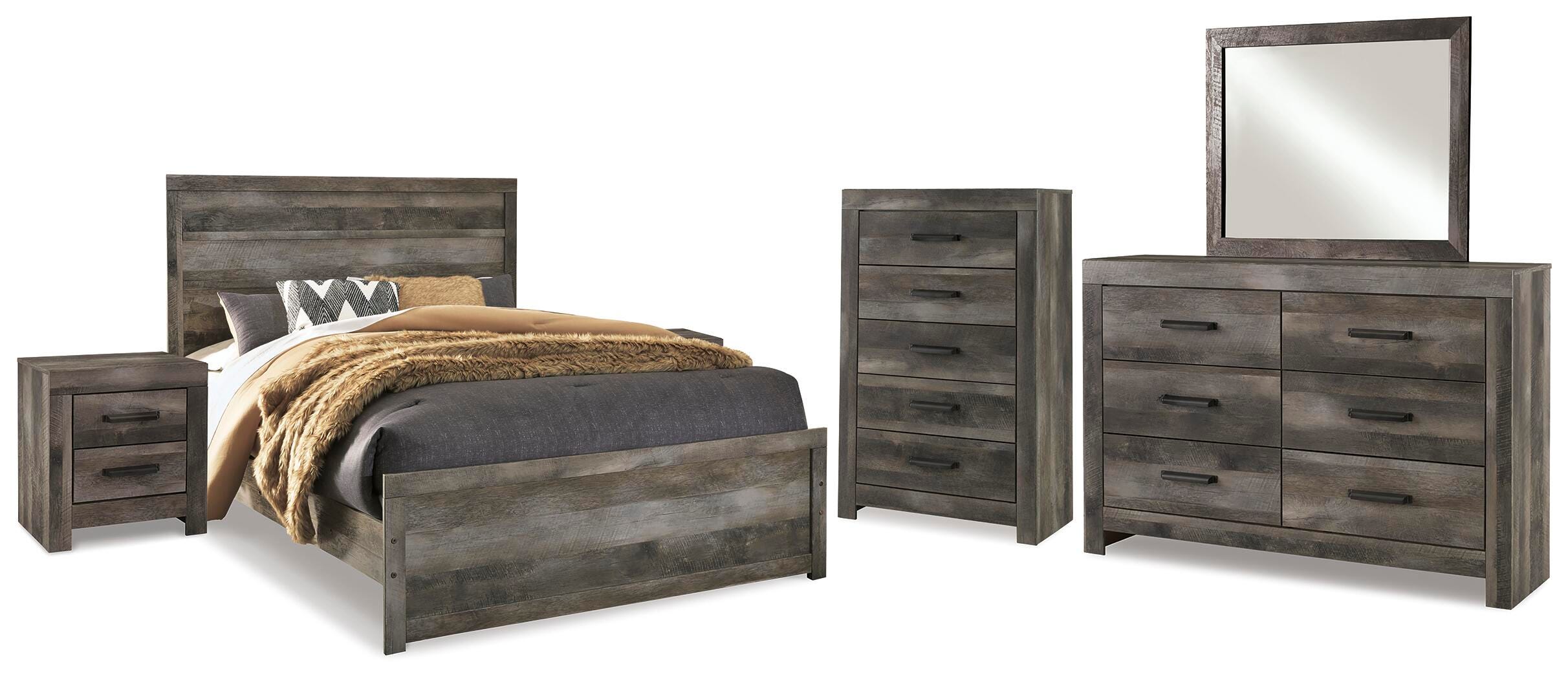 Cama queen con paneles, tocador, espejo, cómoda y 2 mesitas de noche Wynnlow - image 2