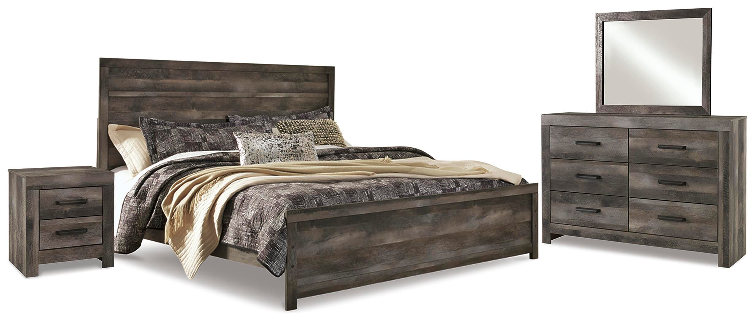 Cama panel King Wynnlow con cómoda con espejo y mesita de noche - image 2