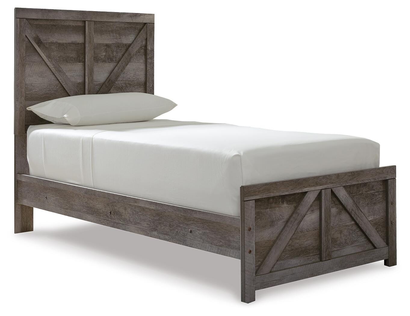 Wynnlow Twin Crossbuck Panel Bed, Gray, large