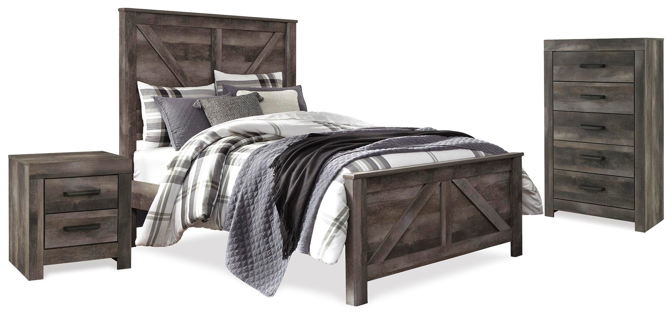 Cama de panel Wynnlow Queen Crossbuck, cómoda y mesita de noche - image 1