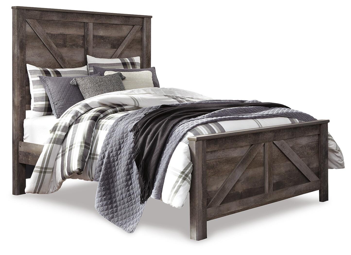 Wynnlow Queen Crossbuck Panel Bed, Gray, large