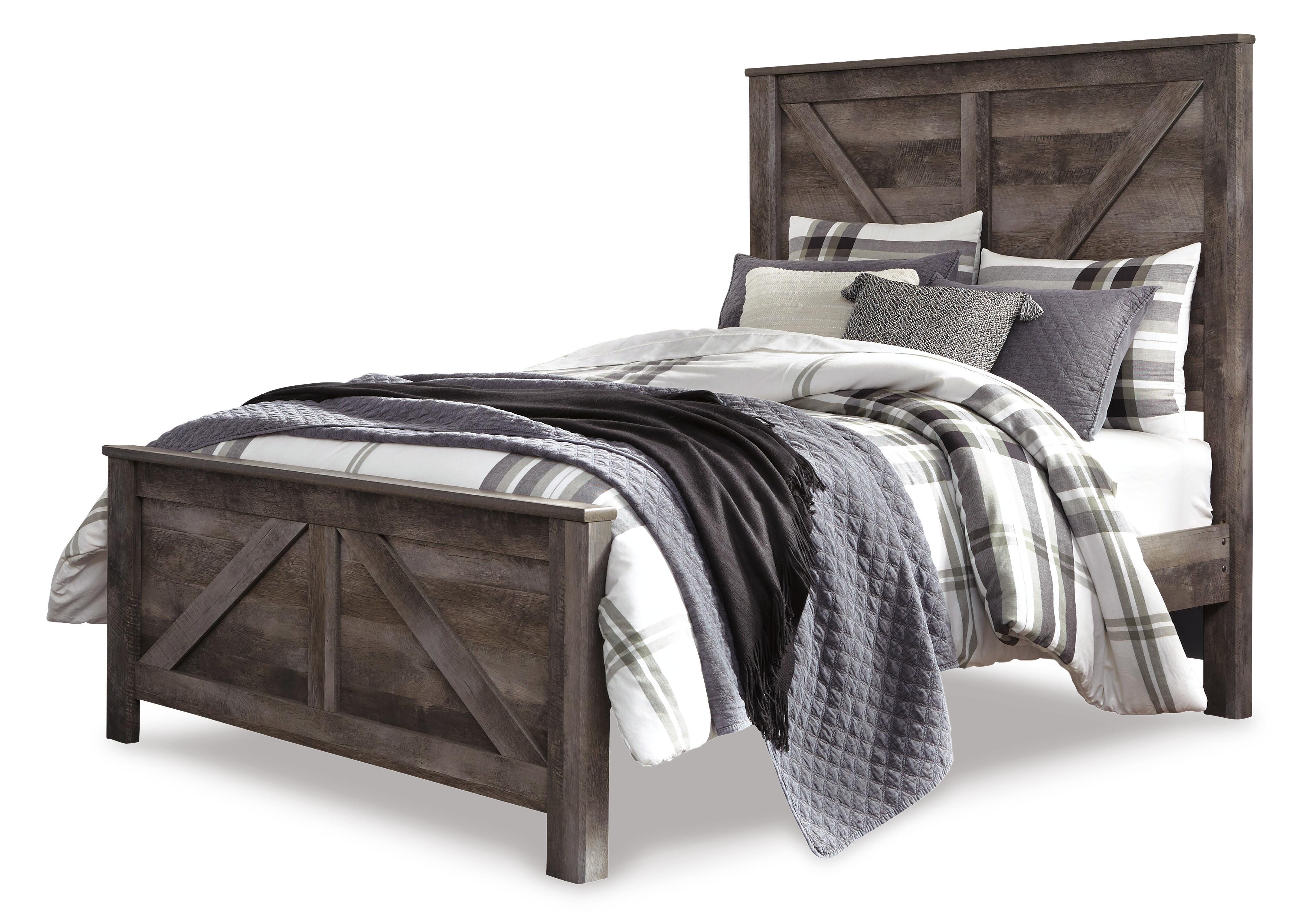 Wynnlow Queen Crossbuck Panel Bed with Mirrored Dresser, Gray, large