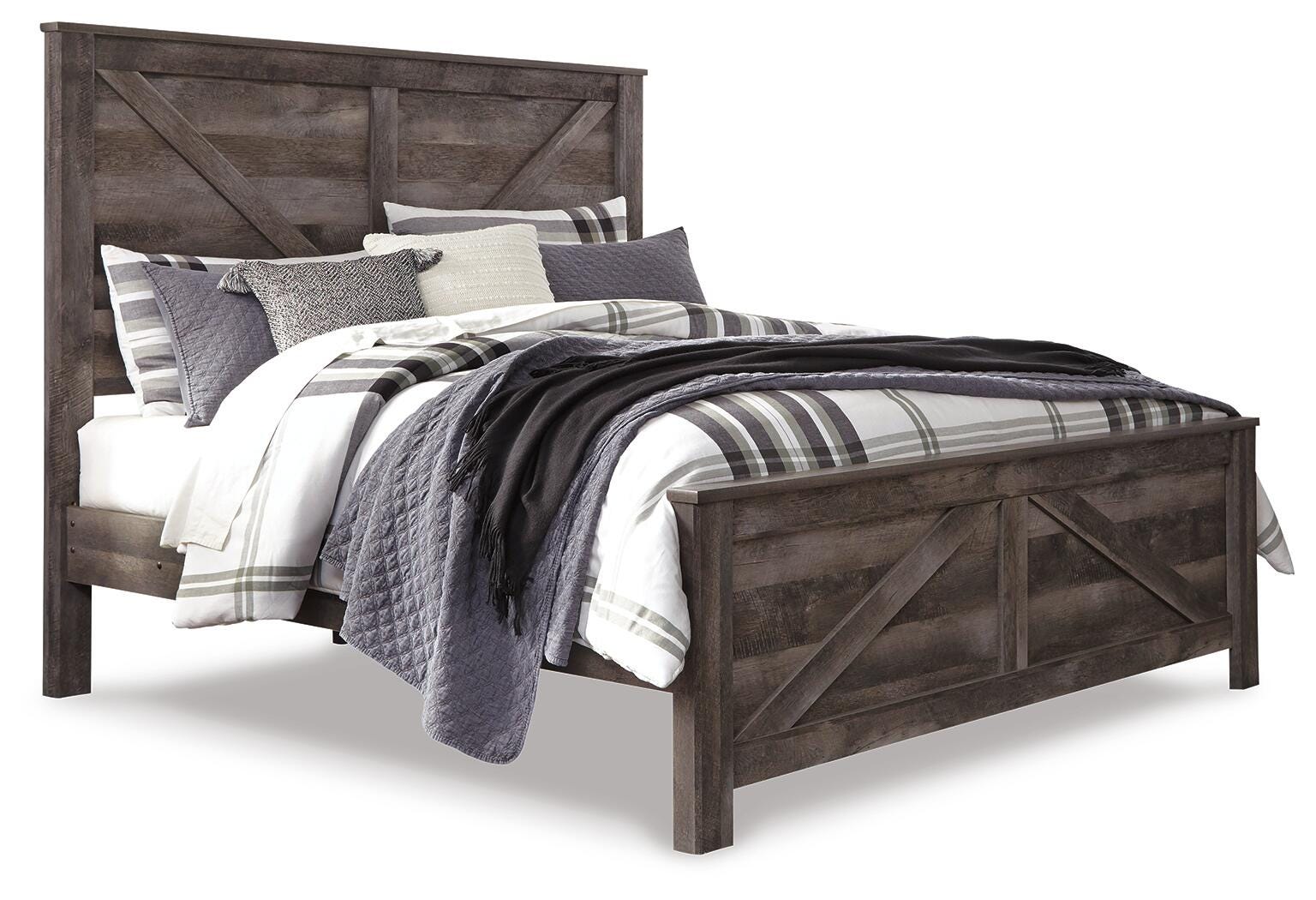 Wynnlow King Crossbuck Panel Bed, Gray, large
