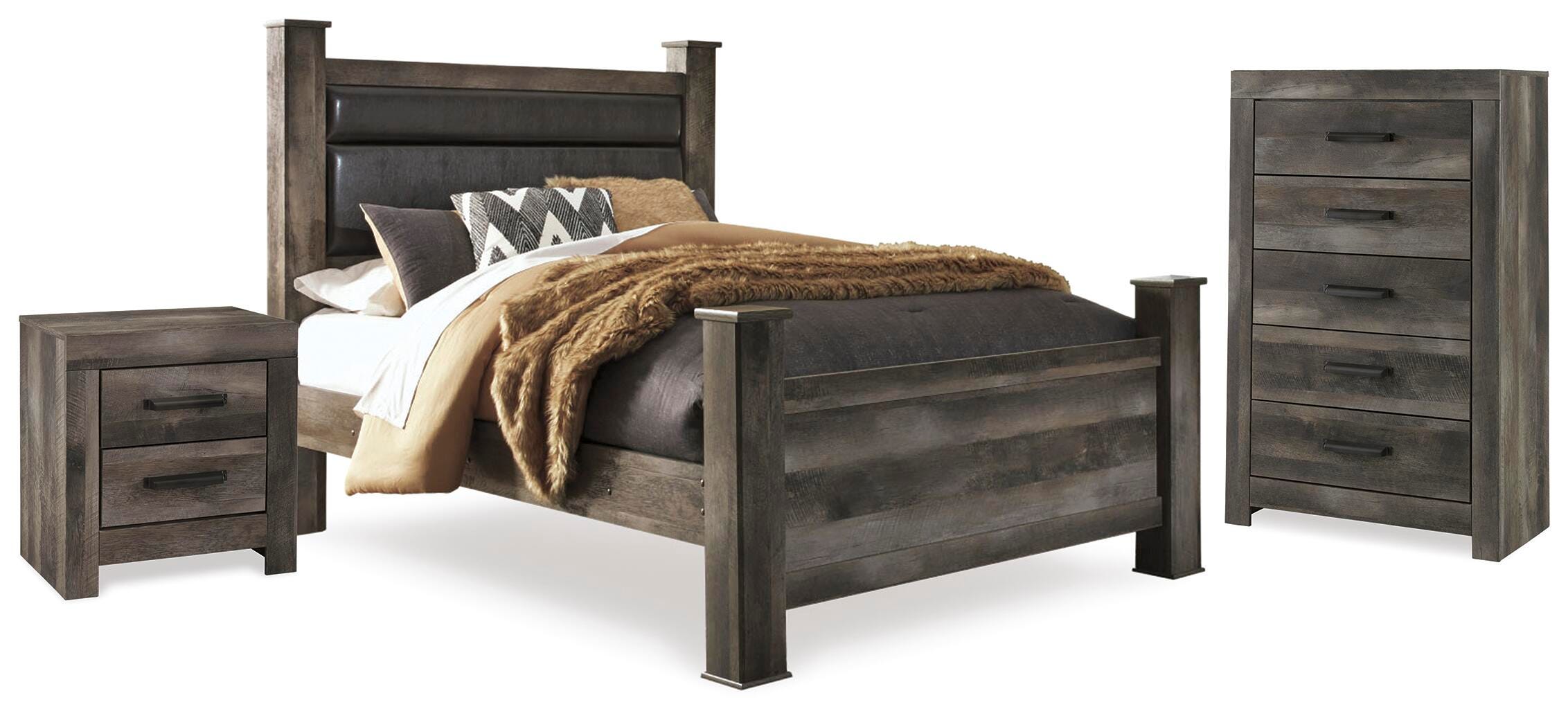 Cama de matrimonio, cómoda y 2 mesitas de noche Wynnlow - image 1