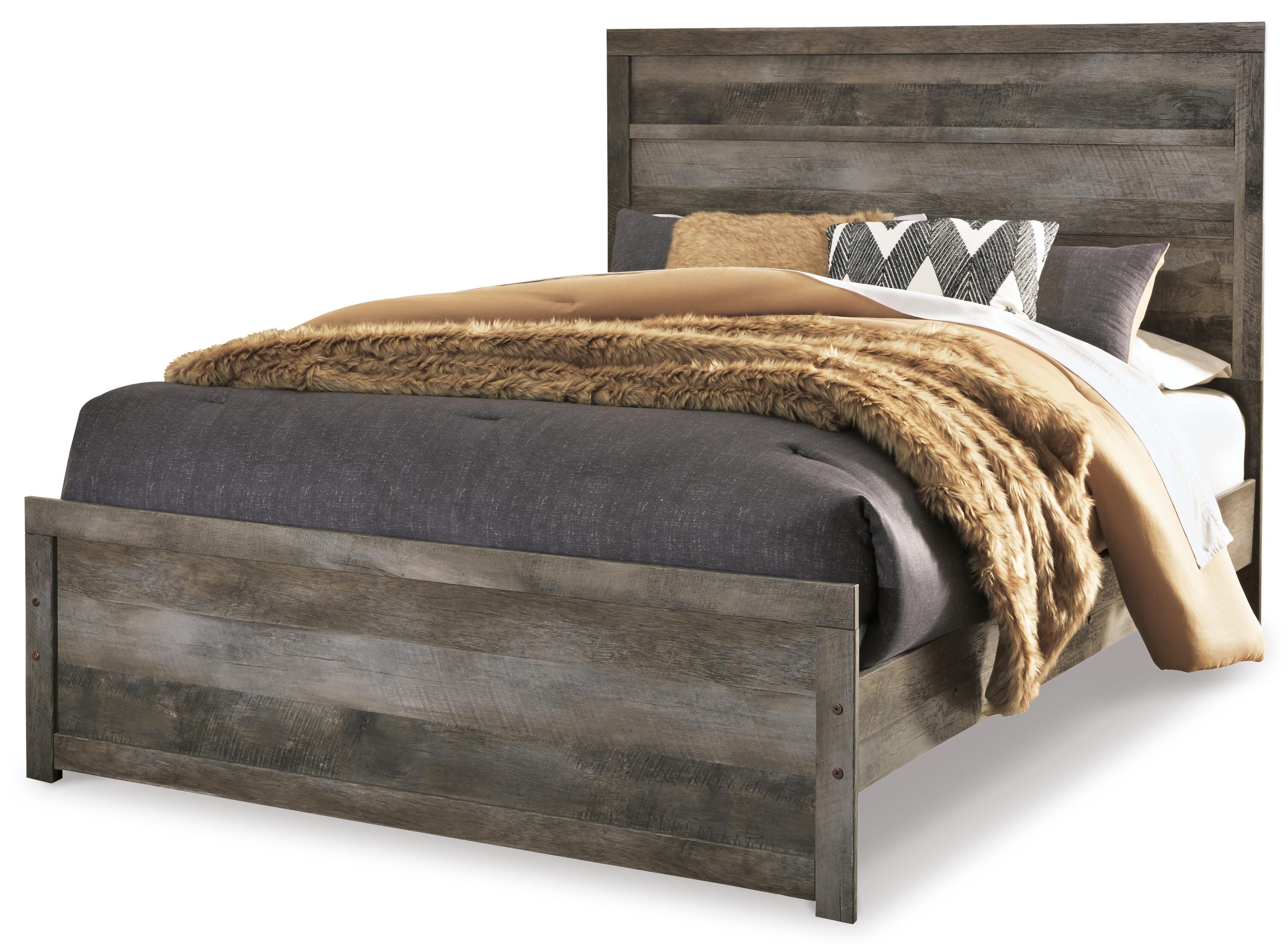 Wynnlow Queen Panel Bed with Mirrored Dresser, Gray, large