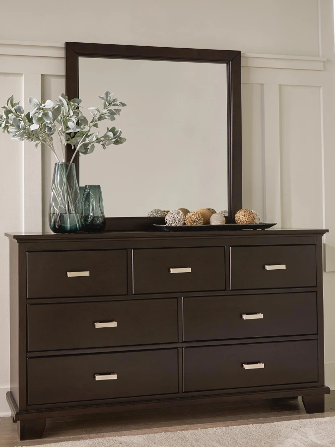 Ashley Covetown 7 Drawer Dresser and Mirror, Dark Brown Ashley Covetown 7 Drawer Dresser and Mirror, Dark Brown