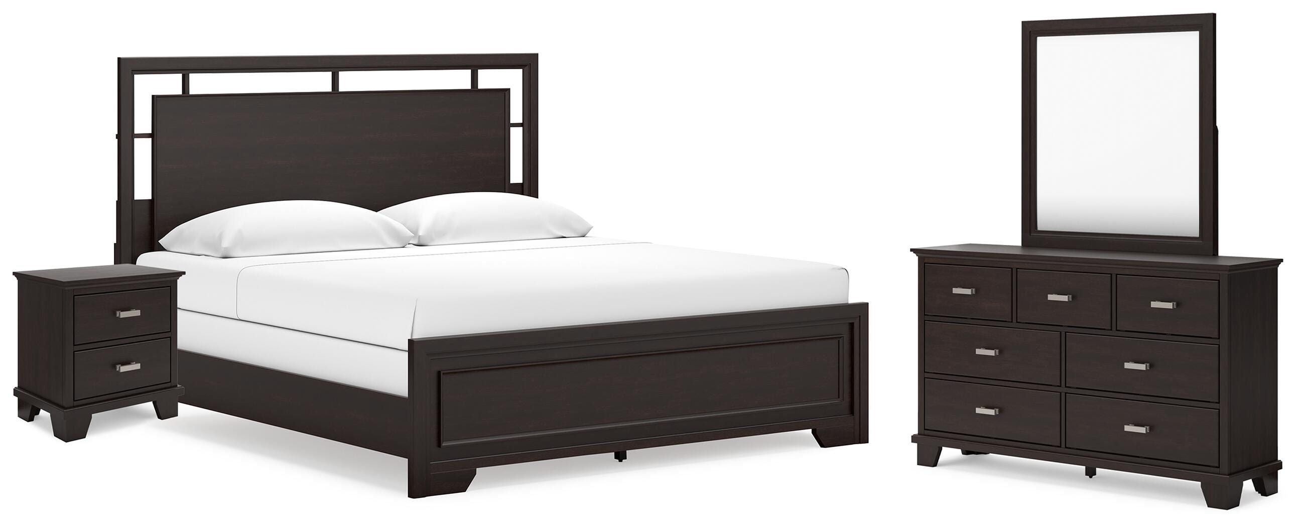 Cama con panel King, tocador, espejo y mesita de noche Covetown - image 1