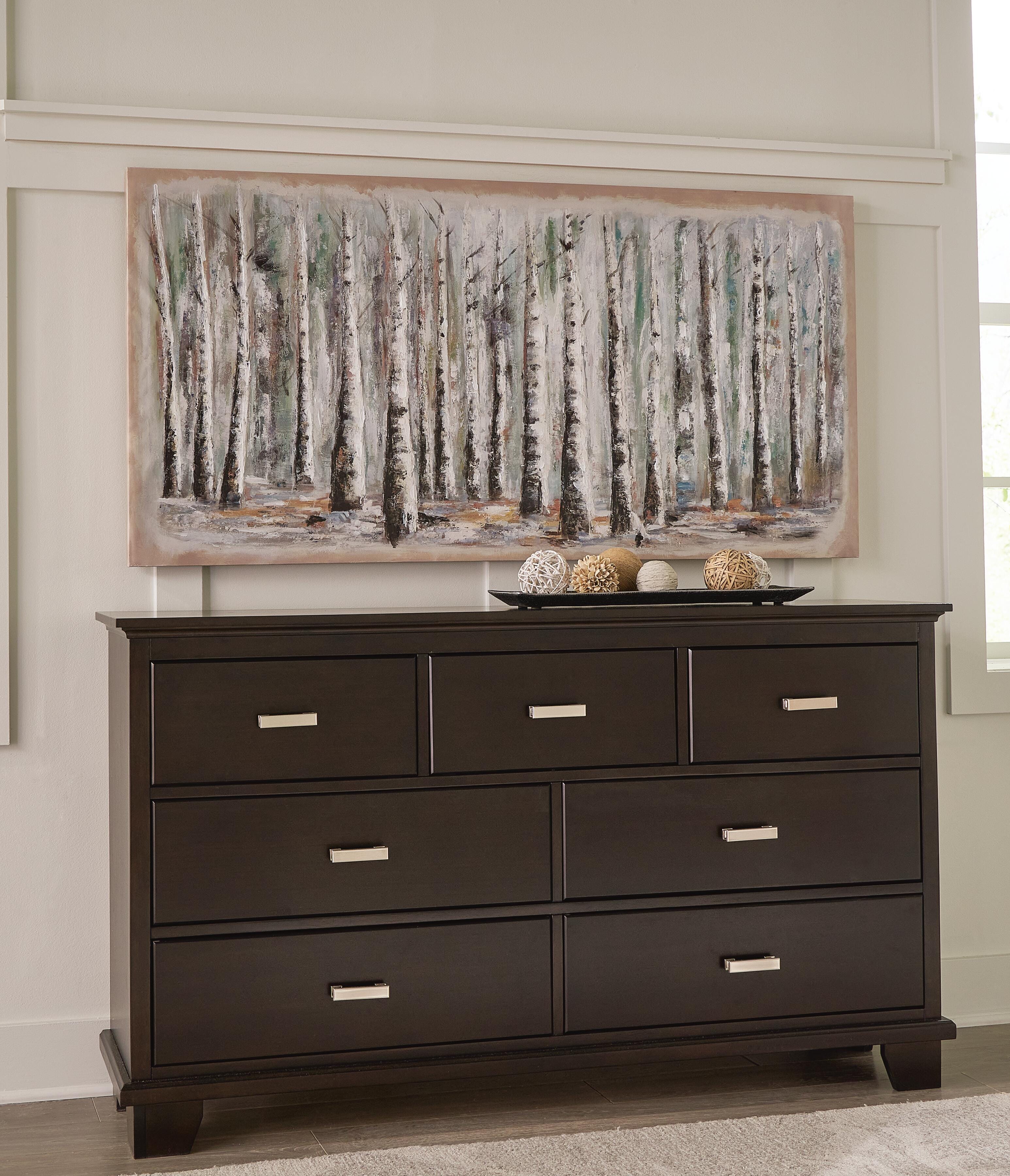 Covetown Twin Panel Bed with Dresser, Dark Brown, large