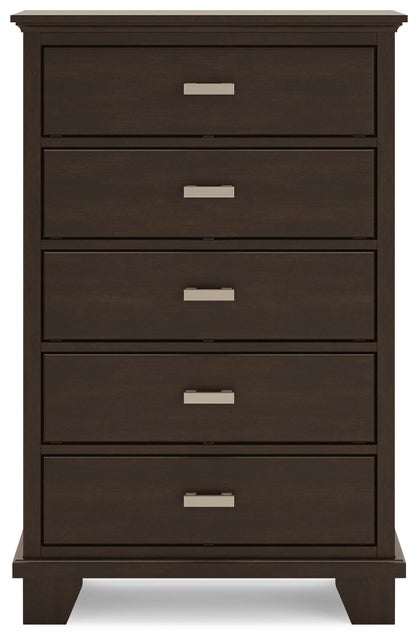 Covetown 5 Drawer Chest of Drawers, Dark Brown