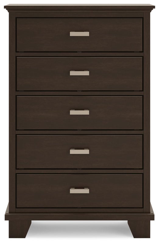 Covetown 5 Drawer Chest of Drawers, Dark Brown