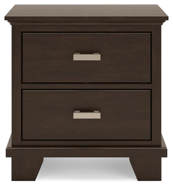 Covetown 24" 2 Drawer Nightstand, Dark Brown