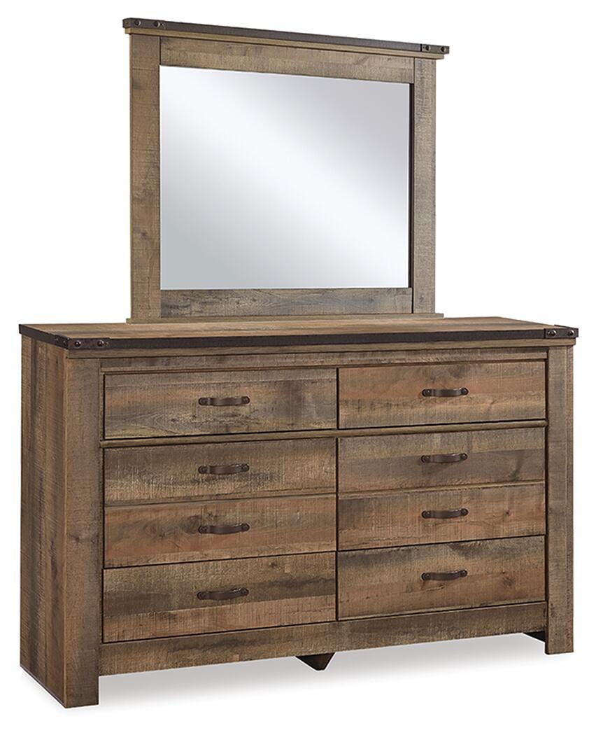 Cama doble con estantería Trinell, cómoda, espejo y mesita de noche - image 2
